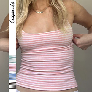 女装条纹吊带背心女修身内搭日常上衣Women's strapless camisole