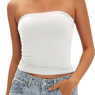 纯色抹胸背心外穿内搭紧身U领吊带上衣日常Women's camisole vest