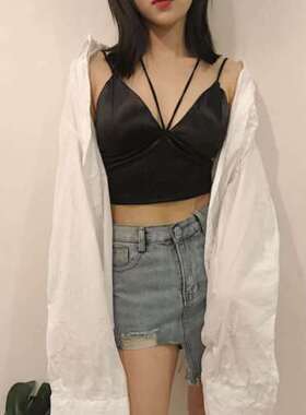 Ladies Party Cotton Lace-Up Bra Corset Tank Top抹胸显瘦背心