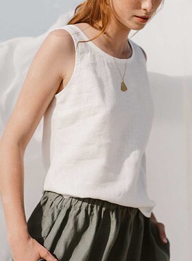 Plus Size Cotton Linen Sling Top  休闲大码棉麻亚麻吊带上衣女