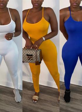 Backless Slimming Long Romper Female Sports Jumpsuit运动连体