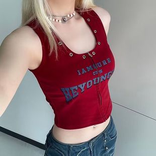 color 小吊带短款 sleeveless vest纯色无袖 背心女 camisole Solid