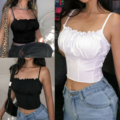 纯色紧身吊带小背心Solid-color tight strapless top