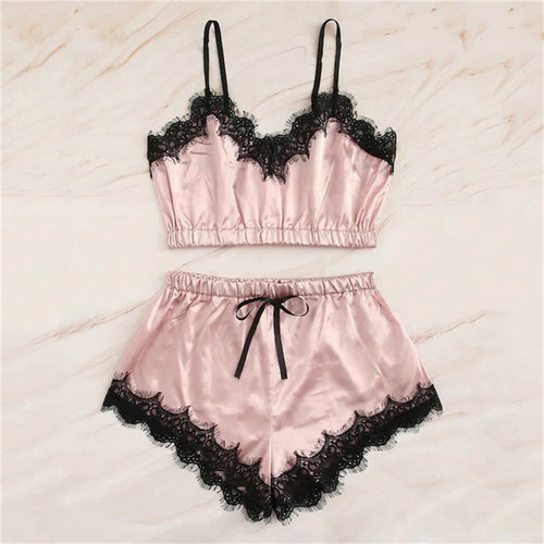 Chest Wrapped Lace Suspender PJ Home Set裹胸蕾丝睡衣家居套装