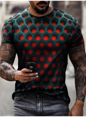 3D print with loose sports short sleeves  3D印花宽松运动短袖