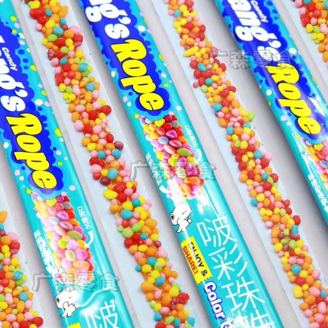 升旺啵彩珠糖爆款网红超彩卷卷豆长条水果彩虹糖休闲糖解馋小零食
