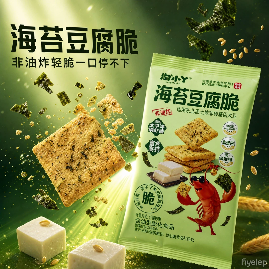 淘小丫海苔豆腐脆非油炸米饼脂肪