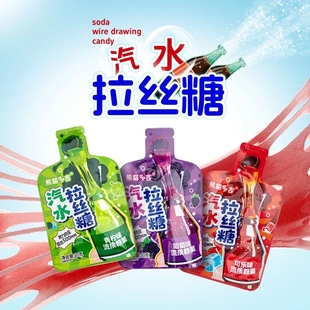 熊猫多吉汽水拉丝糖蜂蜜膏果冻零食多味软糖挤着吃拉丝蜂蜜挤挤糖