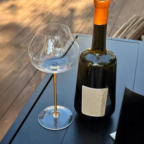 橙色高级感自然酒杯纯手工