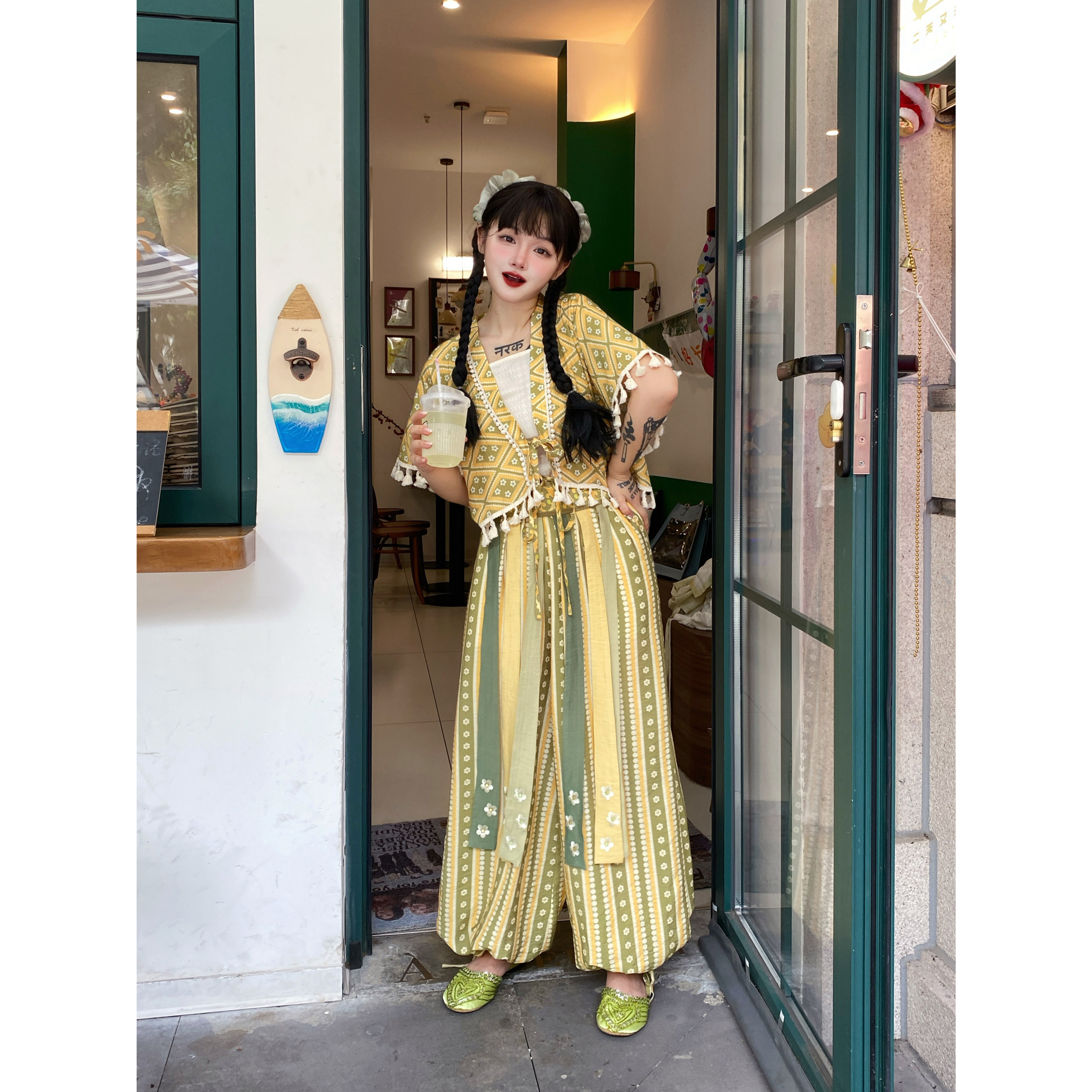 (折扣价)小漫春曲对襟唐褙子灯笼裤套装女日常春夏款通勤