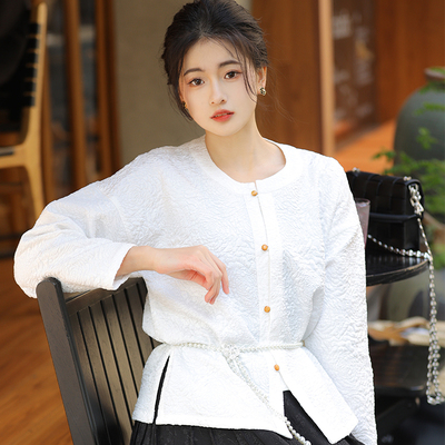 改良汉服日常穿搭圆领对襟衫