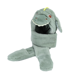 耳朵会动护耳帽儿童帽子围巾手套一体帽冬季加厚三件套男女童恐龙