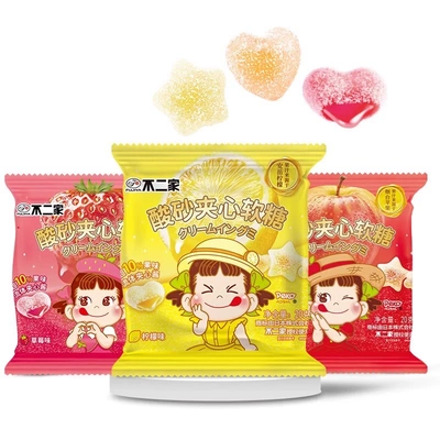 不二家酸砂夹心软糖草莓柠檬