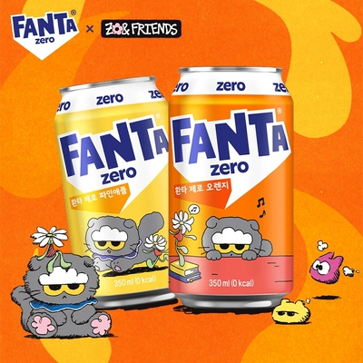 韩国进口FANTA×ZOA联名款芬达橙子菠萝味汽水网红0糖碳酸饮料