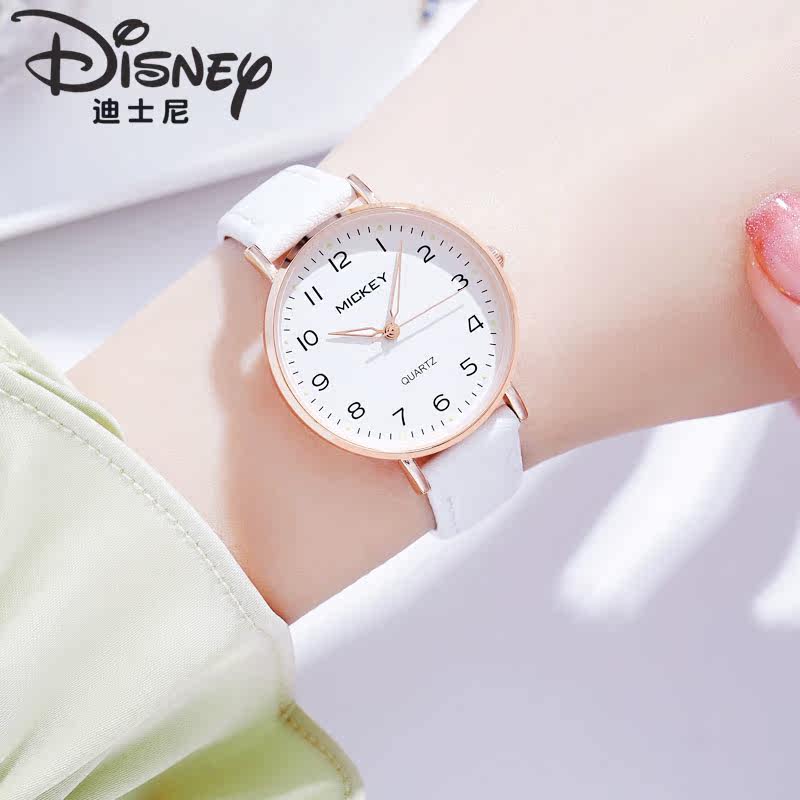 迪士尼手表女款学生初高中生考试女孩气质2023年新款防水夜光女士