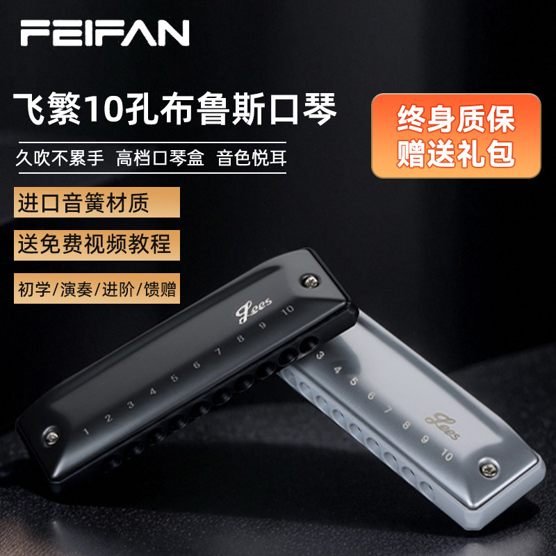 FEIFAN飞繁十孔布鲁斯口琴C调Paddy蓝调初学者学生成人专业演奏