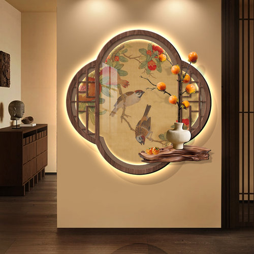 宋代美学入户玄关装饰画新中式走廊过道挂画茶室高级感背景墙壁画
