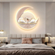 轻奢月亮天鹅卧室床头装 饰画高级感艺术造型壁画走廊LED氛围灯画