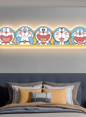 哆啦A梦儿童房装饰画led氛围灯画温馨卧室发光挂画床头背景墙壁画