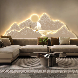 背有靠山金山客厅沙发背景墙上装 饰画大气轻奢高级感挂画餐厅壁画
