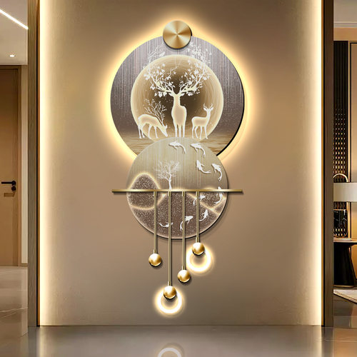 2025新轻奢九鱼图玄关装饰画