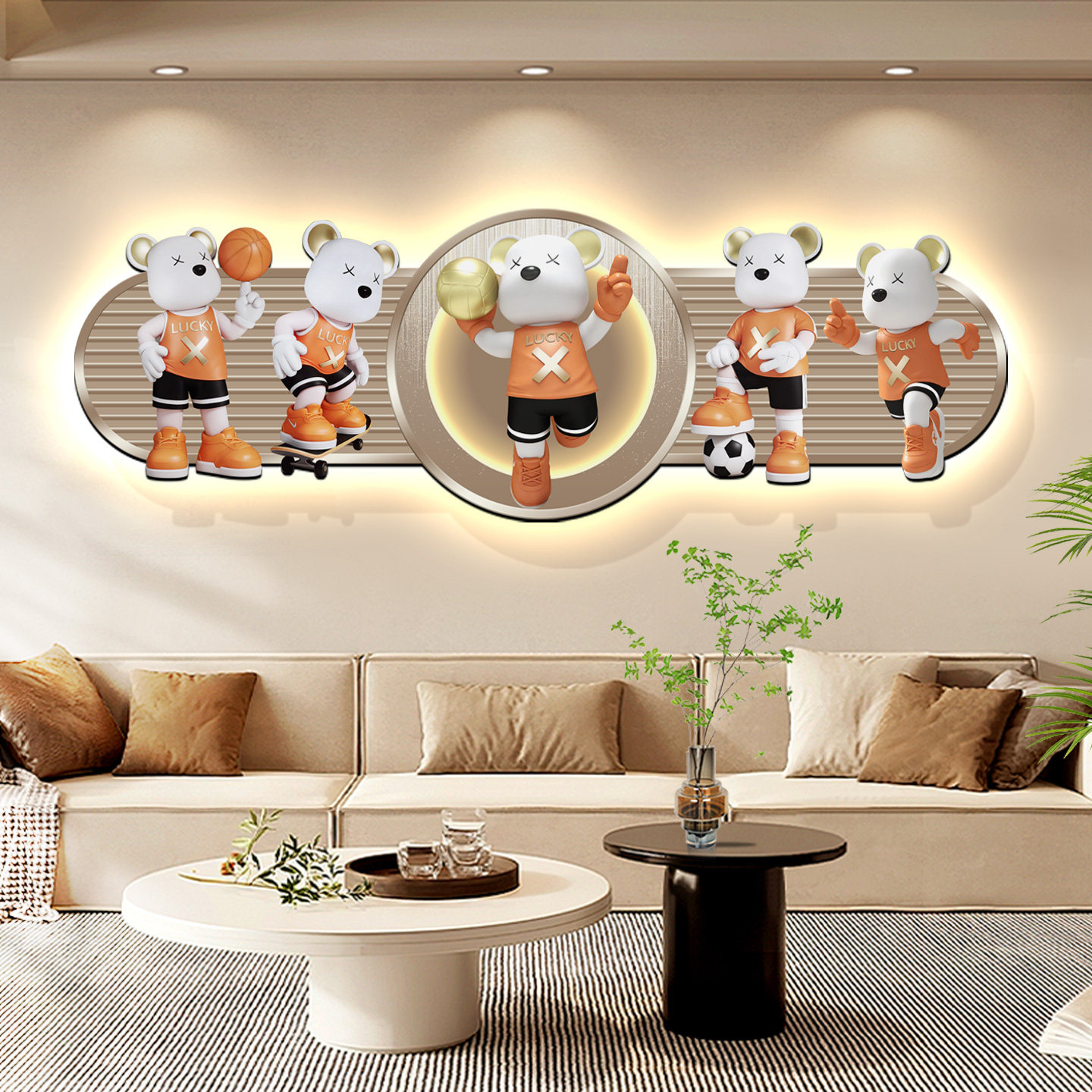 轻奢暴力熊客厅装饰画高级感沙发背景墙挂画现代简约卧室床头壁画,家居饰品,现代装饰画,淘宝优惠券,粉丝福利购,淘宝优惠卷