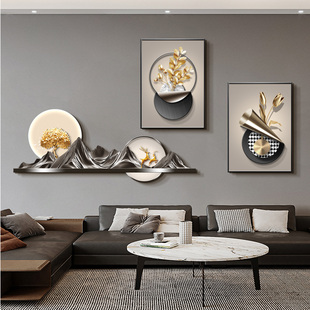 背有靠山客厅装饰画现代轻奢抽象壁画高级感大气沙发背景墙挂画