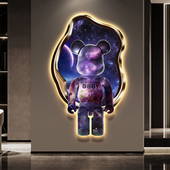 高级感暴力熊装 饰画酒吧台球馆商业挂画美发店背景墙壁画发光灯画