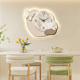 奶油风餐厅钟表挂画石来运转餐桌背景墙挂钟现代简约客厅创意时钟