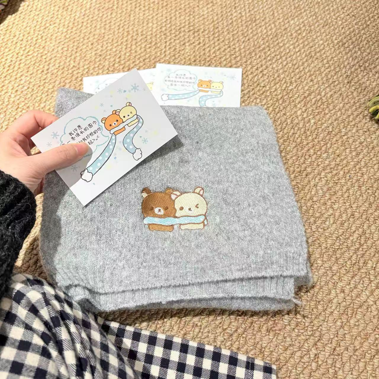 冬季情侣围脖轻松小熊保暖围巾男女朋友礼盒生日氛围礼物晓晓手作