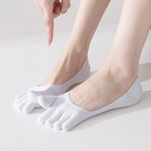 五指袜纯棉女夏季薄款隐形矽胶防