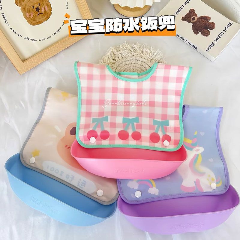 婴儿吃饭围兜宝宝辅食可拆卸口水兜儿童防水食饭喂饭小孩免洗饭兜
