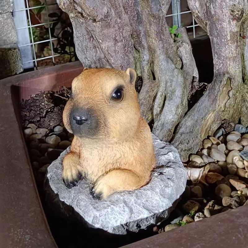 户外花园装饰庭院阳台布置花盆院子园艺装饰仿真动土拨鼠可爱摆件