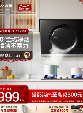 老板21A5H租房小型吸抽油烟机家用厨房大吸力侧吸免拆洗官方旗舰
