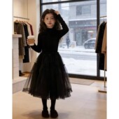 女童连衣裙秋冬季 2026新款 儿童公主裙超好看女孩黑色网纱蓬蓬裙潮