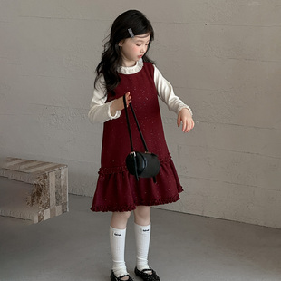 女童连衣裙冬装2025新款韩系儿童加厚背心裙中大童冬季公主裙洋气