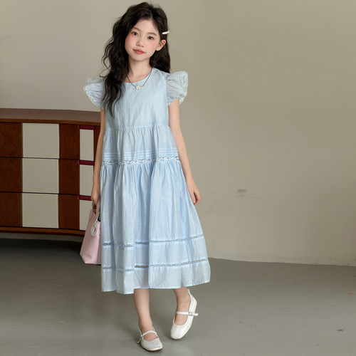 韩系女童甜美公主风连衣裙夏装2026新款小孩姐夏季无袖木耳边裙子