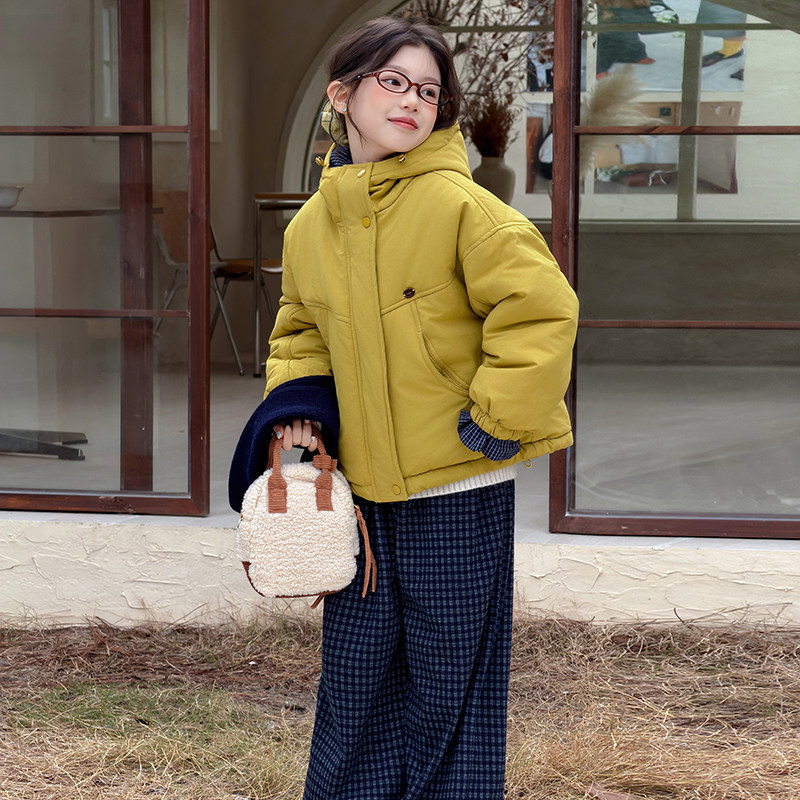 女童加绒加厚派克服冬装2025新款洋气儿童韩系棉服中大童冬季棉衣