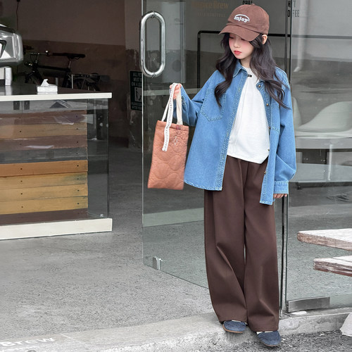 韩系女童牛仔衬衫套装2026春秋新款儿童超洋气宽松休闲裤两件套潮