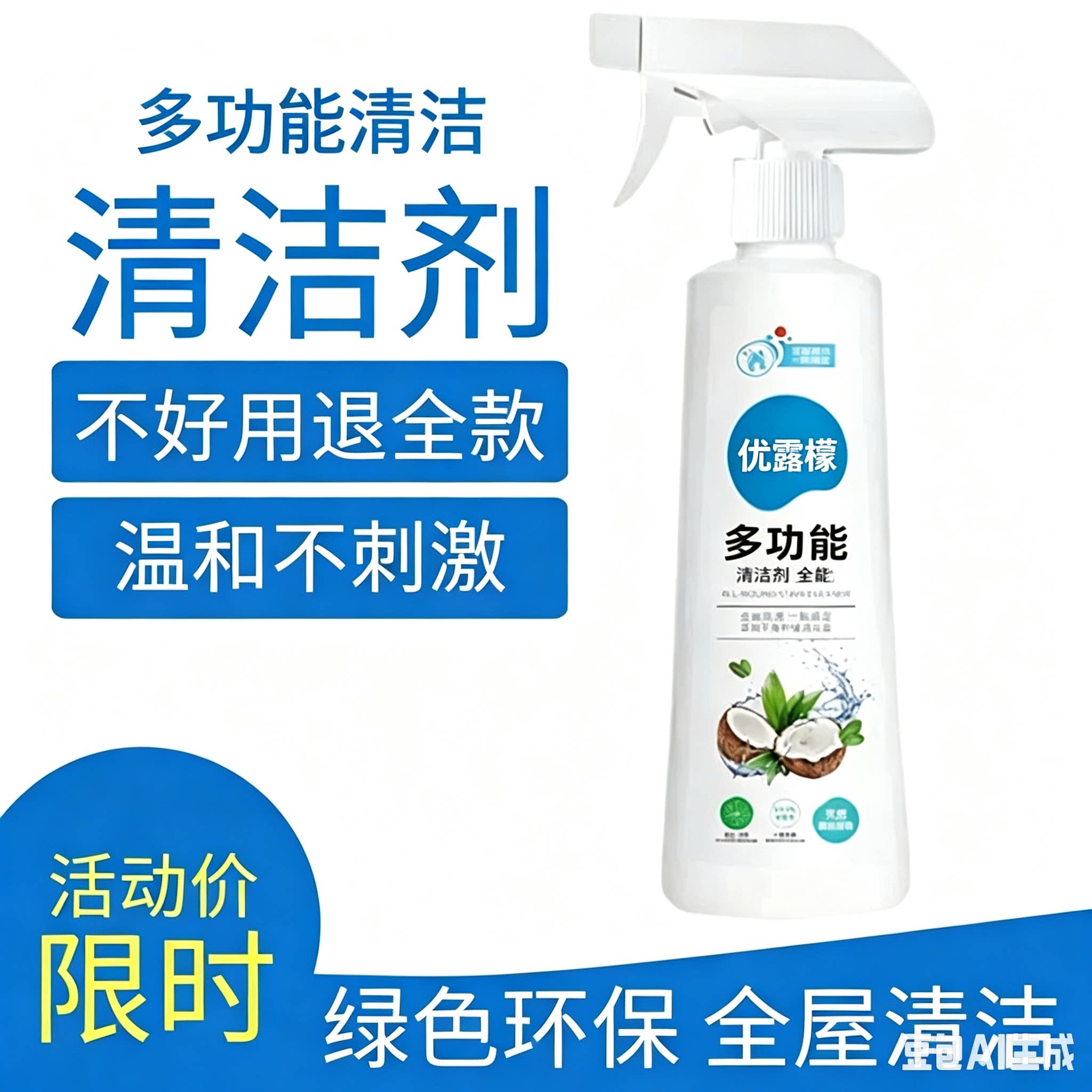 优露清优露檬多功能清洁剂除霉杀菌家用玻璃墙面地板厨房油污清