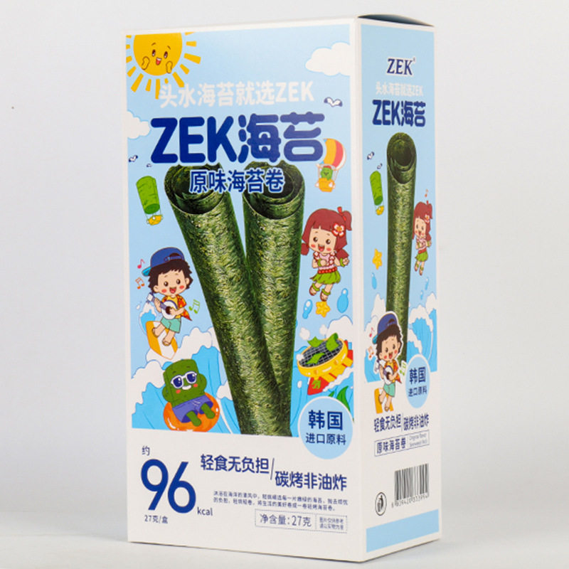 ZEK海苔卷27g(内9袋)原味香辣味非油炸头水紫菜零食调味海苔