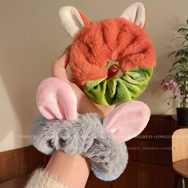 疯狂动物城朱迪尼克毛绒发圈扎头发头绳少女秋冬可爱发绳发饰头饰