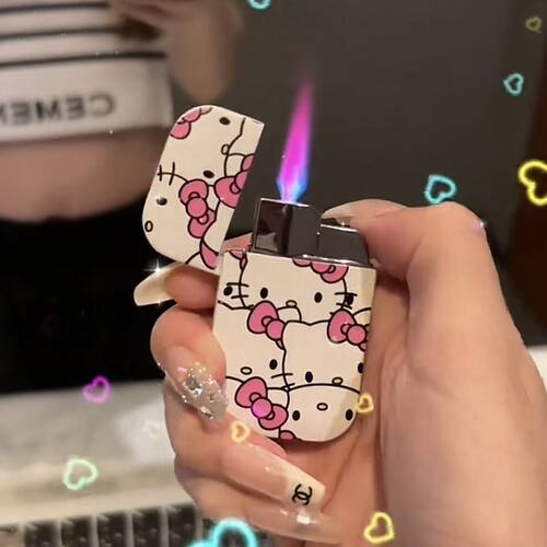 网红粉色火焰防风打火机送男友