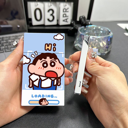 新款蜡笔小新可爱打火机烟盒粉色火焰便携细支同款20支装送男友潮