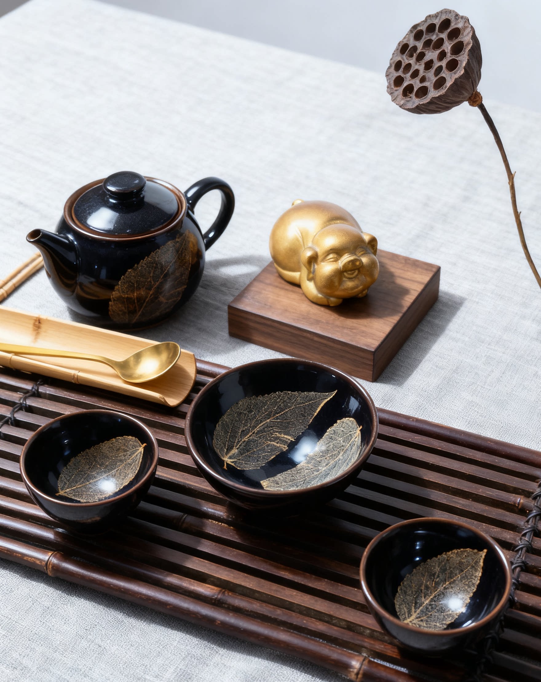 吉州窑纯手工非遗木叶天目盏真实树叶主人杯单杯茶碗茶杯