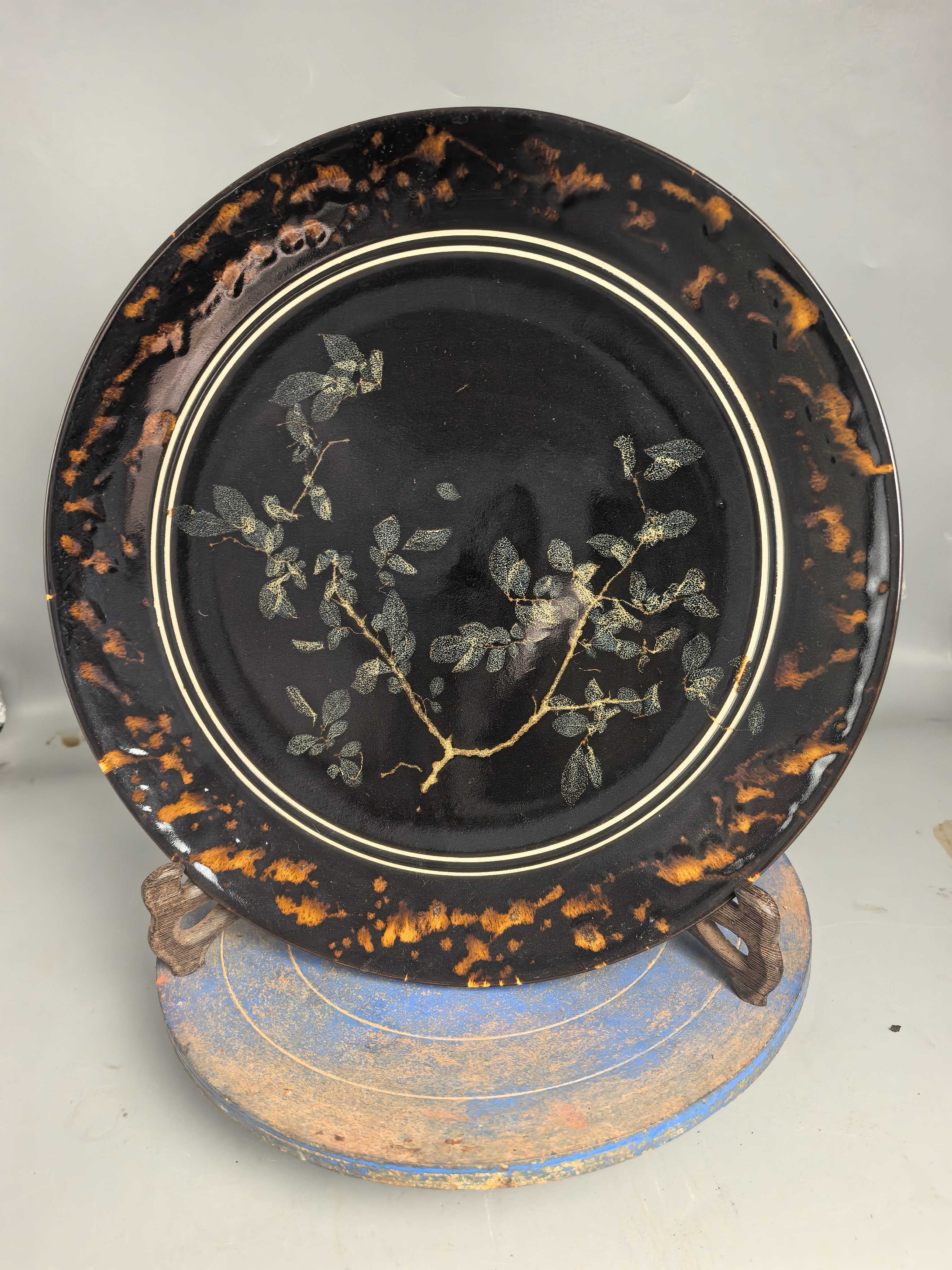 吉州窑纯手工非遗木叶盘摆件礼品高级真实树叶收藏暖屋新房仿古