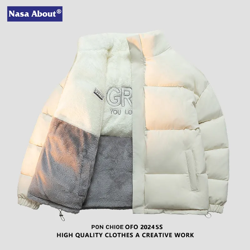 NASA新款棉服男女冬季宽松双面穿羊羔绒加绒加厚潮流保暖棉衣外套