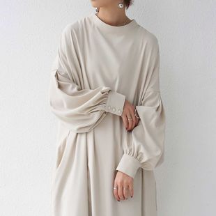 sides both 单排扣长裙 正反两穿宽松灯笼袖 loose Wear skirts