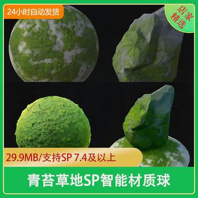 Substance Painter苔藓青苔草地蕨类植物表面地面sp智能材质球PBR