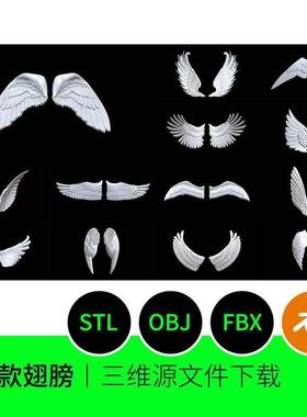 翅膀鸟翼天使3D模型建模素材打印BLENDER FBX OBJ STL文件图纸706